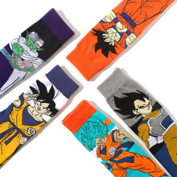 Men'S Dragon Ball Cotton Long Tube Tide Socks Four Seasons Medium Tube Women'S Animation Animation Men'S Socks-5Prs - Image 4