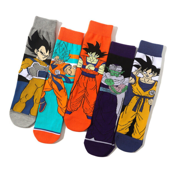Men'S Dragon Ball Cotton Long Tube Tide Socks Four Seasons Medium Tube Women'S Animation Animation Men'S Socks-5Prs - Image 2