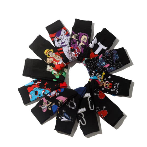 Men'S Wholesale Trendy Socks Female Animation Cartoon Cotton Socks Comic Male Medium Tube Pirate Socks-5Prs - Image 3