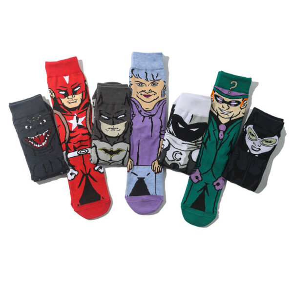 Cotton Men'S Medium Tube Cartoon Sock Anime Women'S Movie Socks Daredevil Socks Long Tube Tide Socks-5Prs - Image 4
