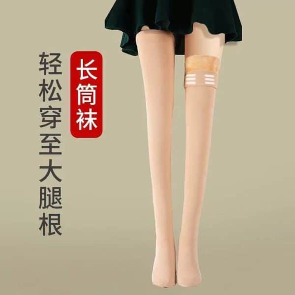Super Long Velvet Thigh Socks Over Knee Socks Silicone Non-Slip Knee Socks Cover Root Winter Warm Flesh-Colored High-Tube Stockings - Image 2