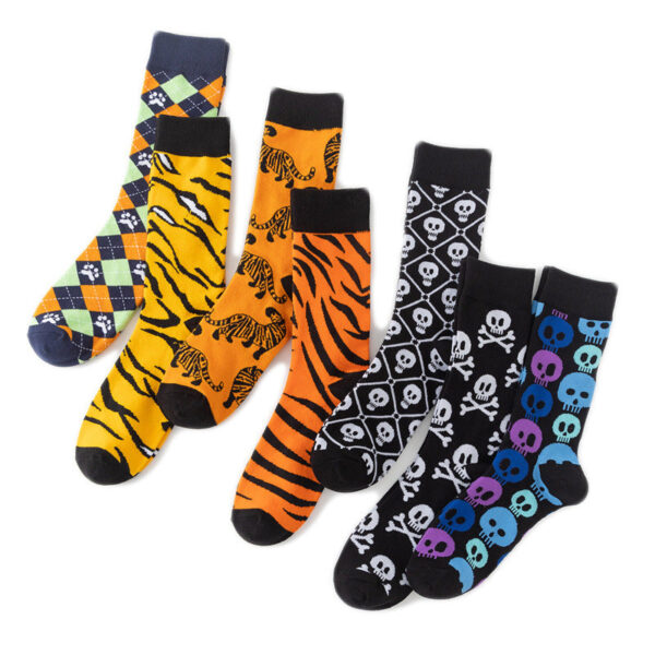 Casual Four-Season Socks Men'S Tiger Cartoon Socks Cotton Tube Socks Women'S Leopard Print Animal Socks-5Prs - Image 2