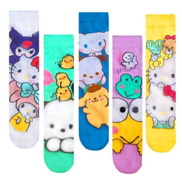 Women'S Four Seasons Women'S Cotton Animation Male Manufacturer Hello Kitty Ins Trendy Socks Men'S Socks-5Prs - Image 4