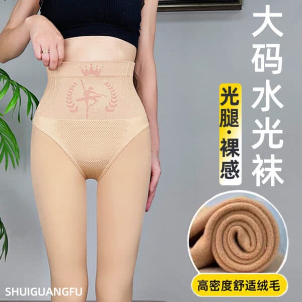 Large Size High Waist Water Light Socks Tall Extended Bare Leg Artifact Female Outer Wear Autumn And Winter Velvet Thickened Nude Pantyhose