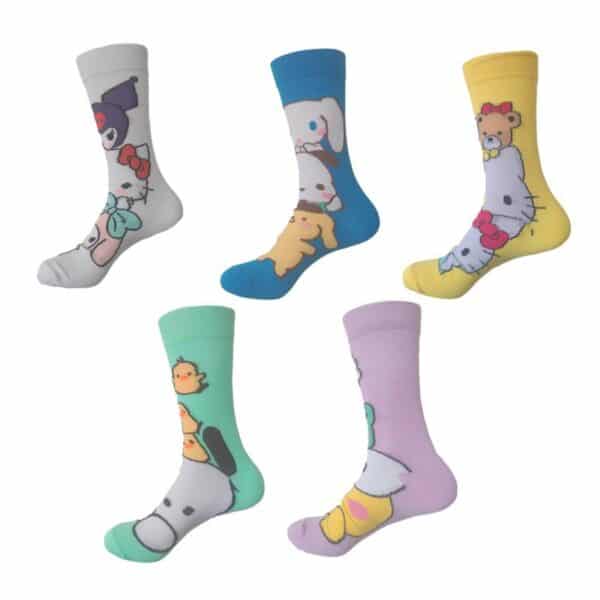 Women'S Four Seasons Women'S Cotton Animation Male Manufacturer Hello Kitty Ins Trendy Socks Men'S Socks-5Prs - Image 5