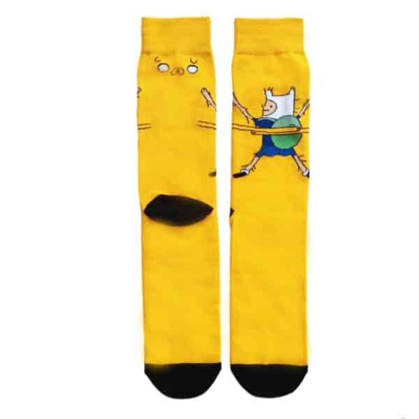 Cartoon Socks Striped Live Treasure Animation Cotton Medium Tube Socks Yellow Back School Bag Socks Comic Socks-5Prs - Image 4