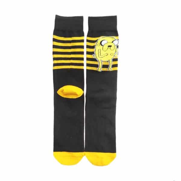 Cartoon Socks Striped Live Treasure Animation Cotton Medium Tube Socks Yellow Back School Bag Socks Comic Socks-5Prs - Image 2