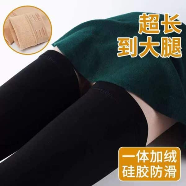 Super Long Velvet Thigh Socks Over Knee Socks Silicone Non-Slip Knee Socks Cover Root Winter Warm Flesh-Colored High-Tube Stockings - Image 4