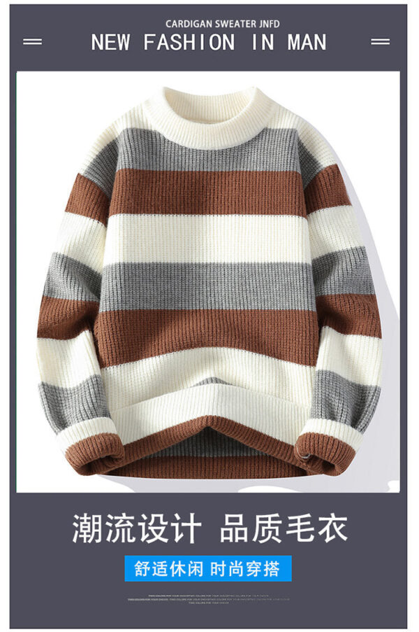 Autumn And Winter New Semi-Turtleneck Sweater Men'S Thickened Pullover Trendy Men'S Knitted Sweater Top - Image 6