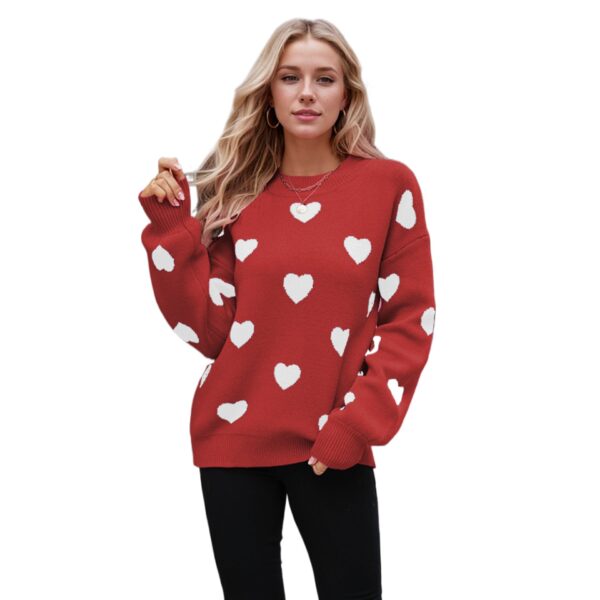Winter Valentine'S Day Love Pullover Women'S Knitted Sweater Women'S Large Size Loose Sweater Women'S - Image 3