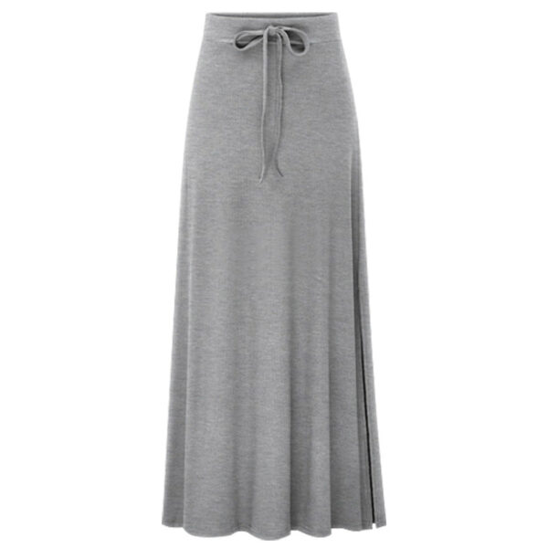 Large Size Women'S Clothing Fashion Knitted Skirt High Waist Medium And Long Slit A-Shaped Skirt Elastic Over The Knee - Image 5