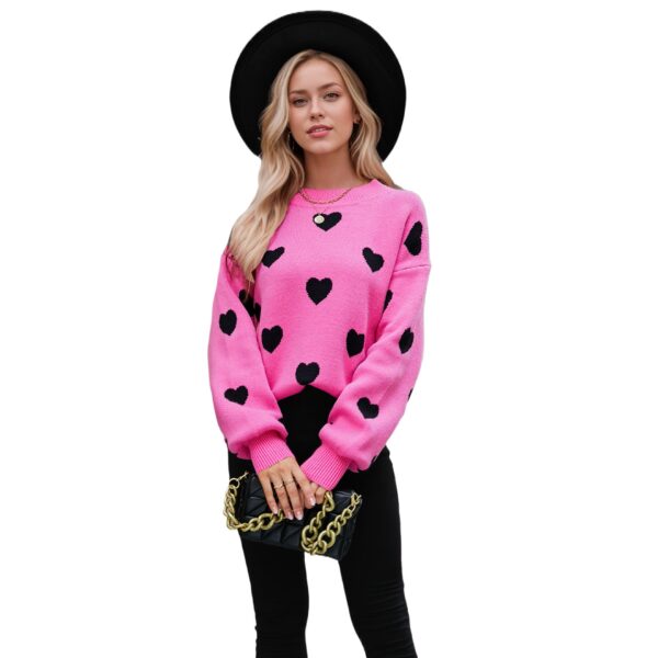 Winter Valentine'S Day Love Pullover Women'S Knitted Sweater Women'S Large Size Loose Sweater Women'S - Image 5
