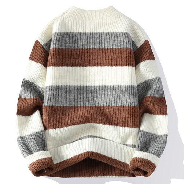 Autumn And Winter New Semi-Turtleneck Sweater Men'S Thickened Pullover Trendy Men'S Knitted Sweater Top - Image 4
