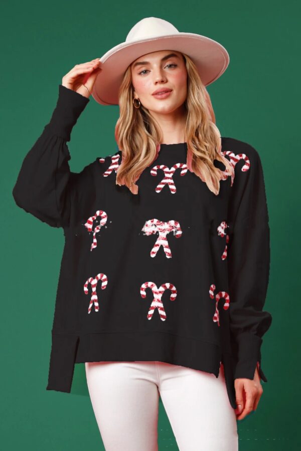 2024 Autumn And Winter New Women'S Clothing Christmas Candy Sequined Top Loose Casual Sweater - Image 8