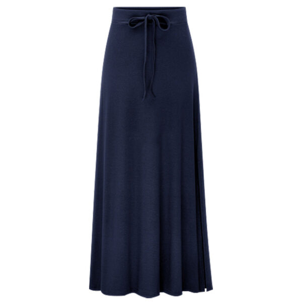 Large Size Women'S Clothing Fashion Knitted Skirt High Waist Medium And Long Slit A-Shaped Skirt Elastic Over The Knee - Image 7