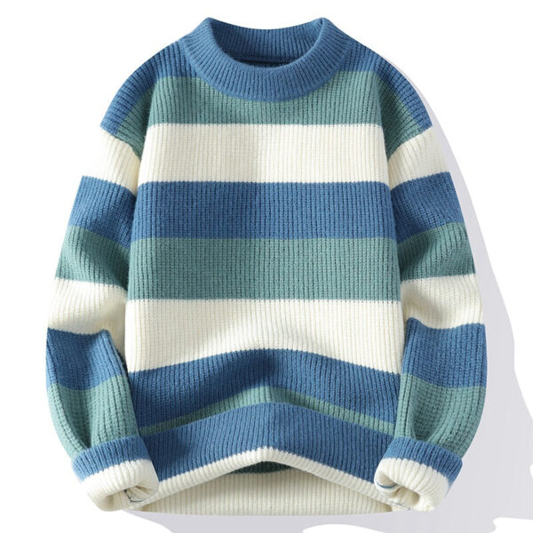 Autumn And Winter New Semi-Turtleneck Sweater Men'S Thickened Pullover Trendy Men'S Knitted Sweater Top - Image 2