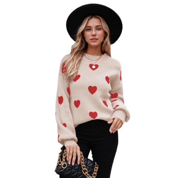 Winter Valentine'S Day Love Pullover Women'S Knitted Sweater Women'S Large Size Loose Sweater Women'S - Image 2
