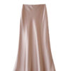 French Temperament Acetic Acid Satin Drape Skirt Women's Spring and Summer Solid Color High Waist Hip-wrapped Fishtail Skirt A-word Long Skirt - Pink, L