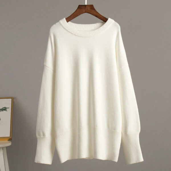 Crew Neck Sweater 2024 Autumn And Winter New Solid Color Versatile Casual Lazy Pullover Knitted Crew Neck Sweater - Image 6