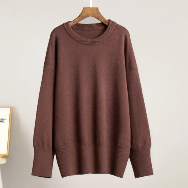 Crew Neck Sweater 2024 Autumn And Winter New Solid Color Versatile Casual Lazy Pullover Knitted Crew Neck Sweater - Image 9