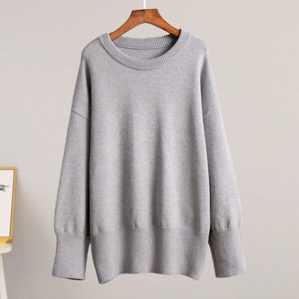 Crew Neck Sweater 2024 Autumn And Winter New Solid Color Versatile Casual Lazy Pullover Knitted Crew Neck Sweater - Image 8