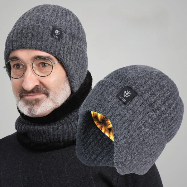 Hat Men'S Winter Warm Wool Hat Thickened Ear Protector Winter Autumn And Winter Knitted Hat Men'S Winter - Image 2