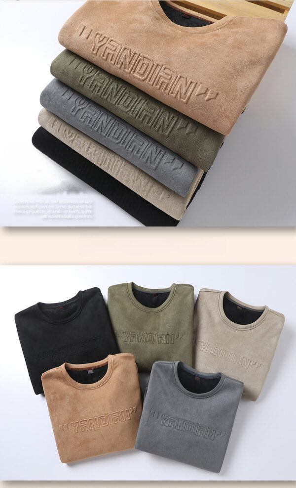 Autumn And Winter Simple Casual Suede Sweater Men'S Loose And Versatile Casual Top Hoodie - Image 2