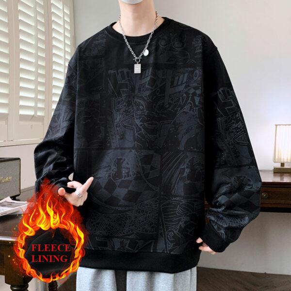 Autumn And Winter Large Size Street Animation Printed Sweater Men'S Top Loose And Versatile - Image 4