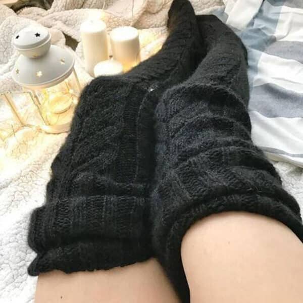 Mohair Long Tube Knee Stacking Socks Women, Cross-Border Long Tube Extended Knitted Wool Socks Women - Image 3
