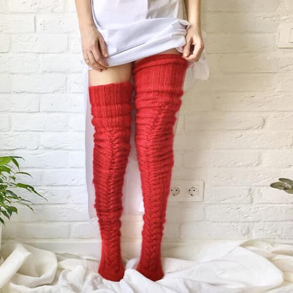 Mohair Long Tube Knee Stacking Socks Women, Cross-Border Long Tube Extended Knitted Wool Socks Women - Image 7