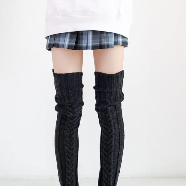Mohair Long Tube Knee Stacking Socks Women, Cross-Border Long Tube Extended Knitted Wool Socks Women - Image 6