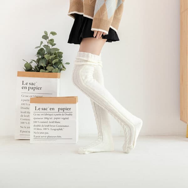 Mohair Long Tube Knee Stacking Socks Women, Cross-Border Long Tube Extended Knitted Wool Socks Women - Image 8