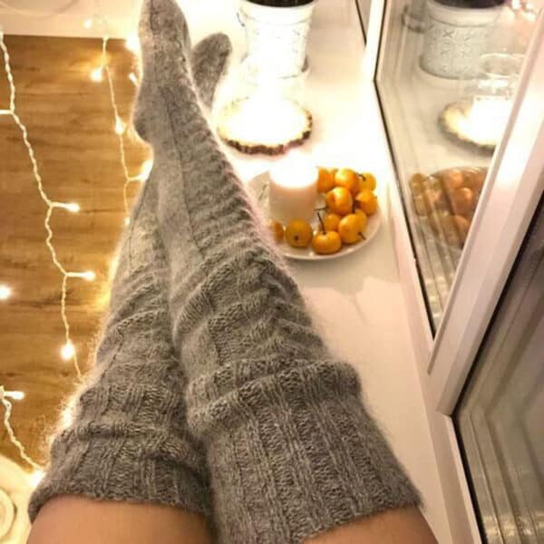 Mohair Long Tube Knee Stacking Socks Women, Cross-Border Long Tube Extended Knitted Wool Socks Women - Image 2