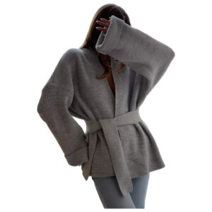 Lace-up Bathrobe Wind Knitted Sweater Women's Autumn and Winter Lazy Wind Jacket Medium and Long Cardigan