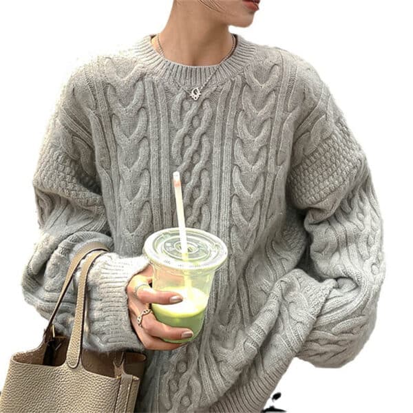 Loose And Gentle Wind Twist Pullover Women'S New Thick Soft Waxy Lazy Wind Knitted Sweater