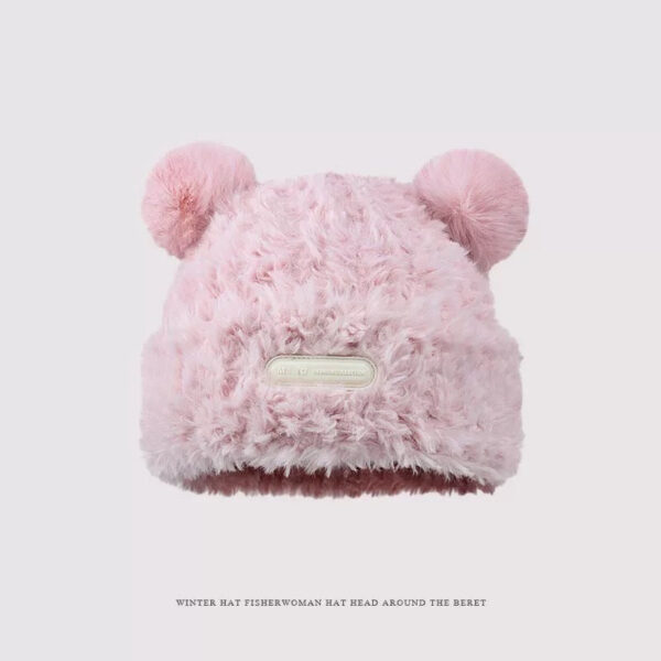 New Knitted Hat Children'S Winter Wool Stripes Show A Small Face Plush Warm Thickened Large Head Circumference Ear Protectors Stacking Hat - Image 12