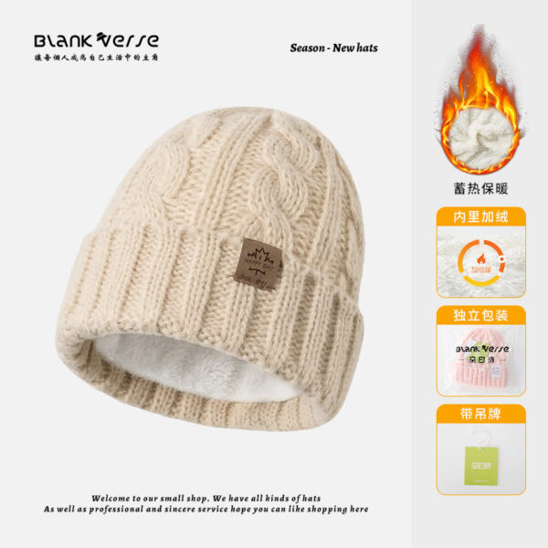 Solid Color Twist Female Autumn And Winter Student Warm Ear Protection Knitted Hat Couple Versatile Cold Hat - Image 39