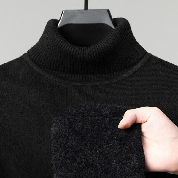 Semi-Turtleneck Fleece Thickened Men'S Winter New Warm Integrated Fleece, Bottomed Knitted Sweater - Image 6