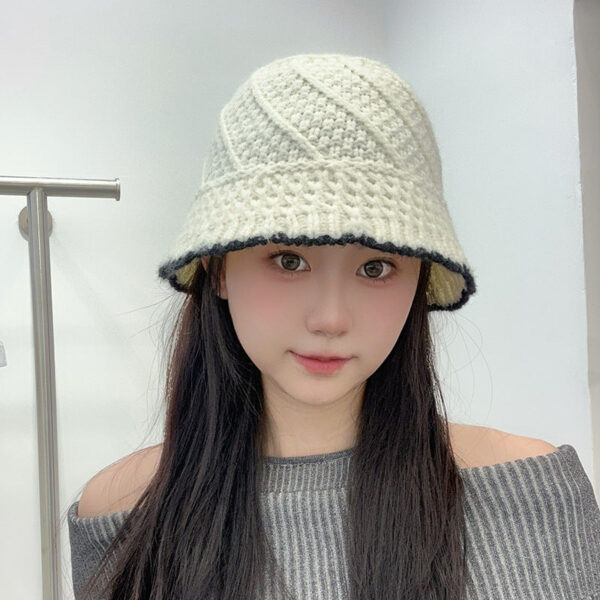 Retro Wool Hat Autumn And Winter Women'S Warm Ear Protection Versatile Face Small Color Matching Warm Knitted Bucket Hat - Image 19