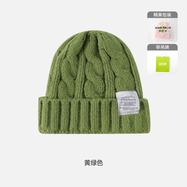 Solid Color Twist Female Autumn And Winter Student Warm Ear Protection Knitted Hat Couple Versatile Cold Hat - Image 9