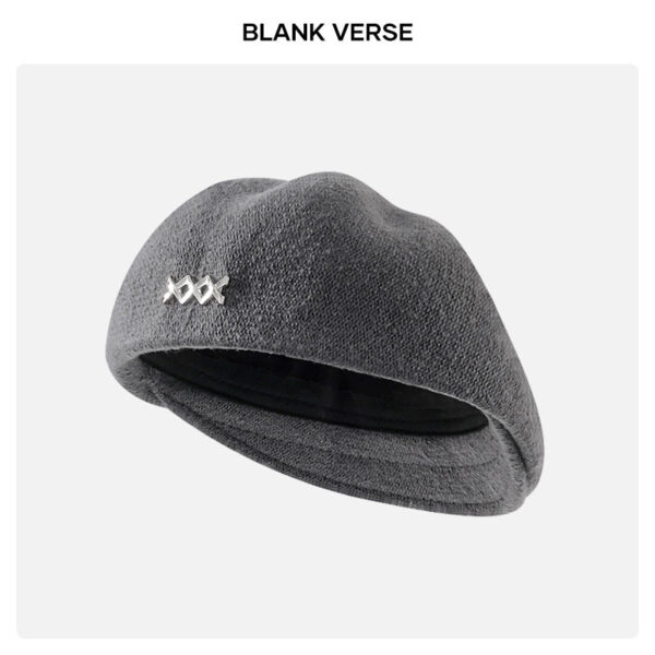 Autumn And Winter New Metal Standard Beret Children Big Head Circumference Show Face Small Reverse Wear Woolen Forward Hat - Image 6