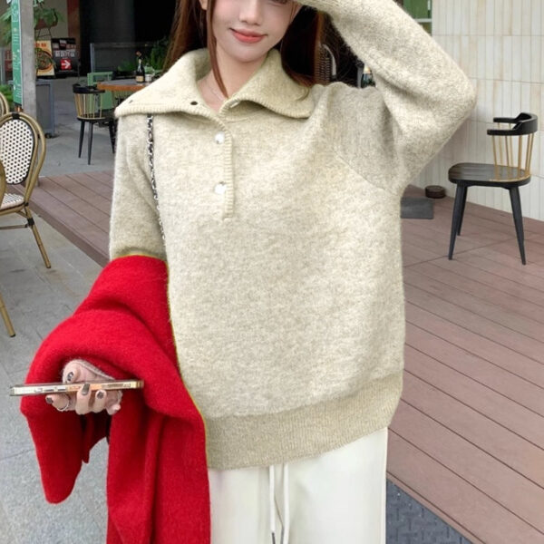 Design Sense New Year'S Turtleneck Red Sweater Women'S New Lazy Style Casual Knitted Sweater Women - Image 5