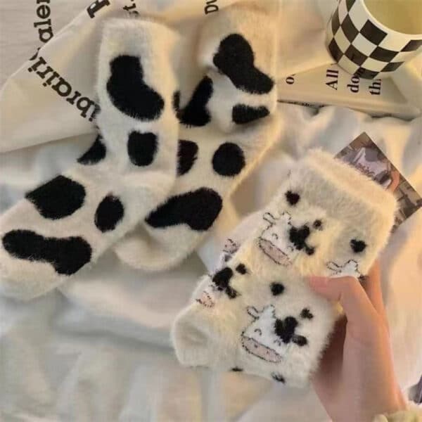 5Prs-Cartoon Mink Fleece Women'S Thickened Warm Cute Fluffy Home Floor Socks Confinement Sleep Sock - Image 4