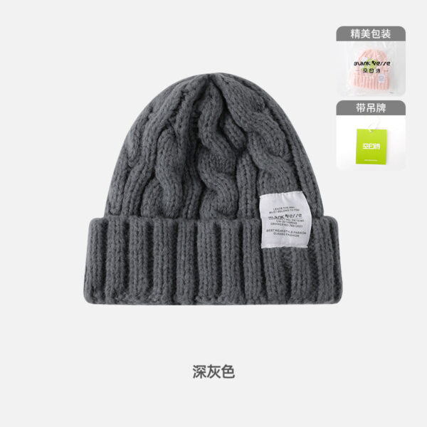 Solid Color Twist Female Autumn And Winter Student Warm Ear Protection Knitted Hat Couple Versatile Cold Hat - Image 10