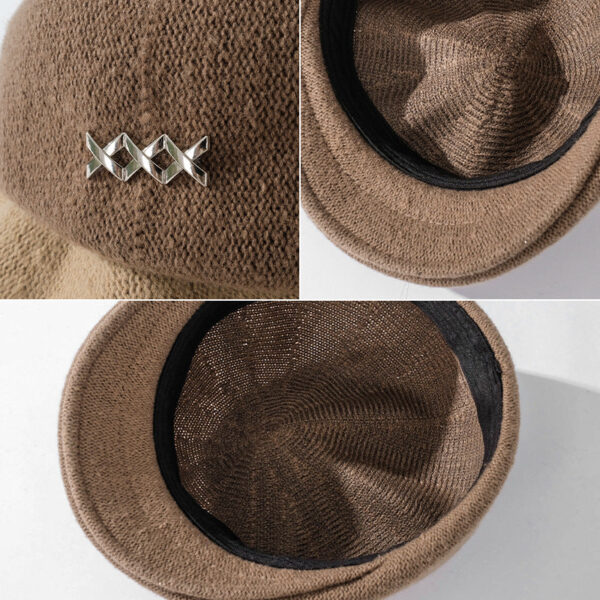 Autumn And Winter New Metal Standard Beret Children Big Head Circumference Show Face Small Reverse Wear Woolen Forward Hat - Image 4