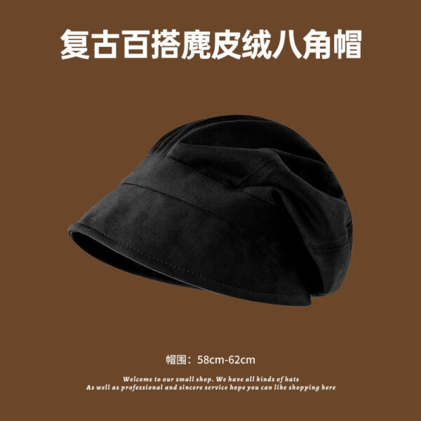 Autumn And Winter New Metal Standard Beret Children Big Head Circumference Show Face Small Reverse Wear Woolen Forward Hat - Image 25