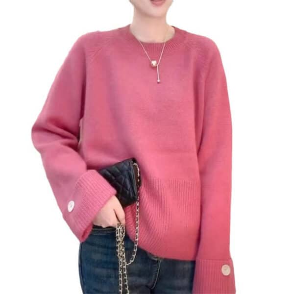 Loose Soft Waxy Comfortable And Thin Pullover Sweater Women'S Lazy Style Long-Sleeved Outer Wear Knitted Sweater