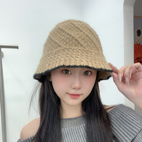 Retro Wool Hat Autumn And Winter Women'S Warm Ear Protection Versatile Face Small Color Matching Warm Knitted Bucket Hat - Image 20