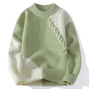 Contrasting Color Crew Neck Pullover Sweater Men's Spring Autumn Winter New Knitted Loose Casual Long-sleeved Bottoming