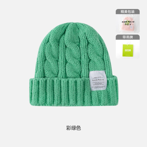 Solid Color Twist Female Autumn And Winter Student Warm Ear Protection Knitted Hat Couple Versatile Cold Hat - Image 8